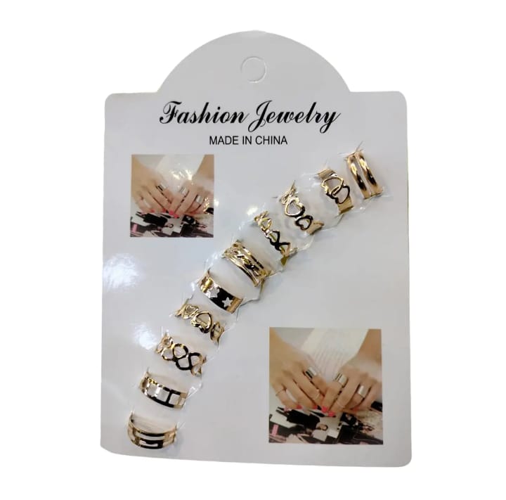 Elegant Pack Of 10 Rings - Black