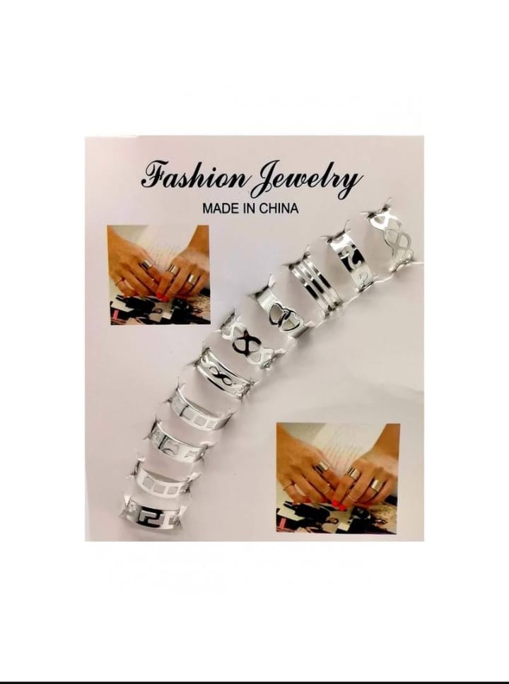 Elegant Pack Of 10 Rings - Black