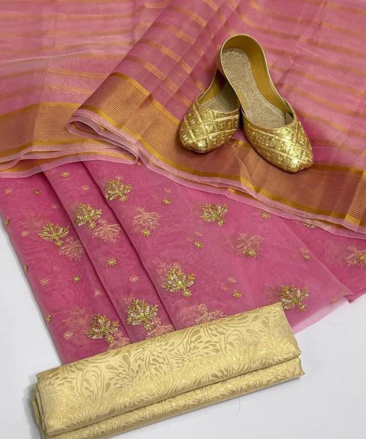 katan silk 3pc suit Embroidered Shirt