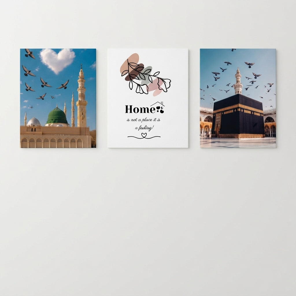 Set Of 3 Islamic Premium Wall Art Photo Tiles