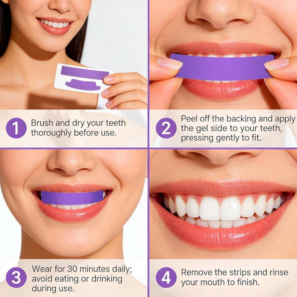 Purple Teeth Whitening Strips for Sensitive Colour Corrector for White Teeth