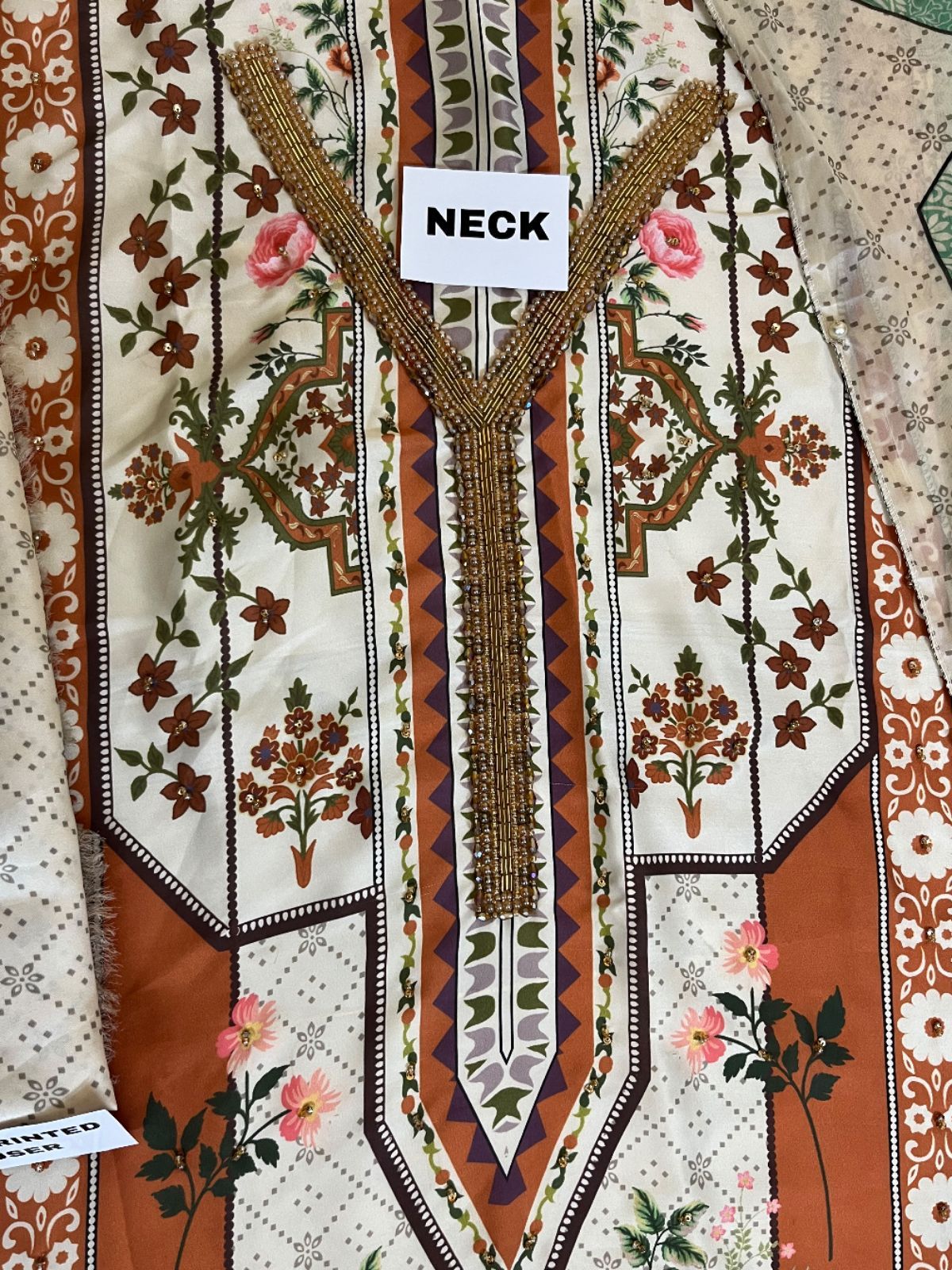 Kaftan style 3 piece handwork embroidery suit (unstitched)