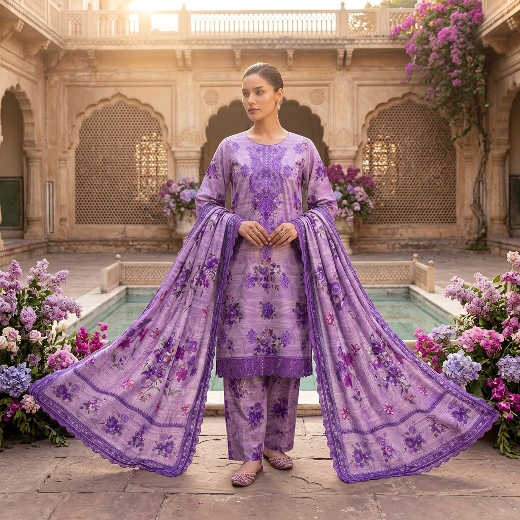 So Kamal 3-piece Embroidered Digital Printed Khaddar 3 pc Suit