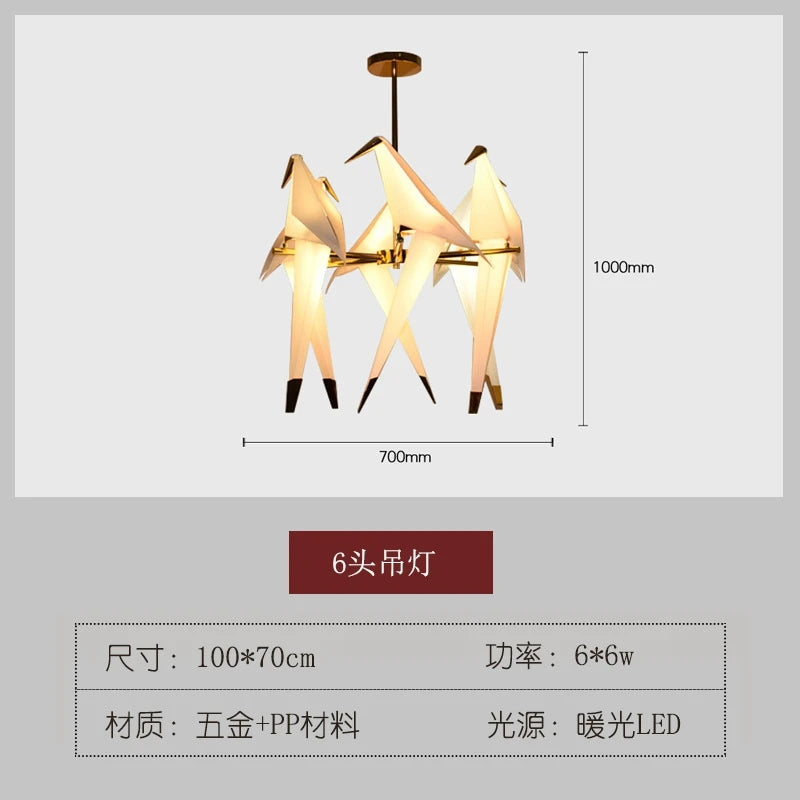 Modern Paper Crane birds Hanging lamps